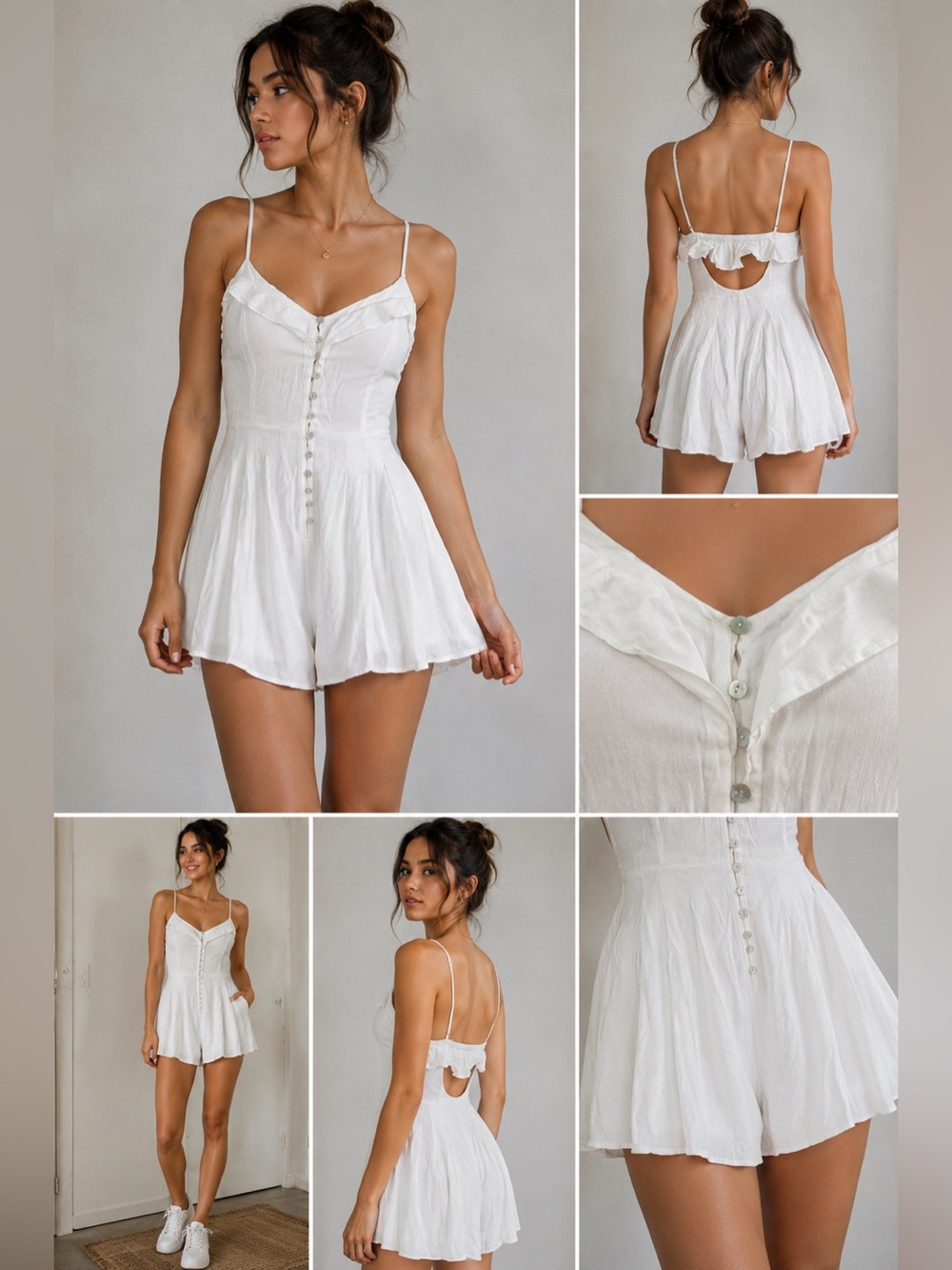 Forever 21 White Button-Front Romper
